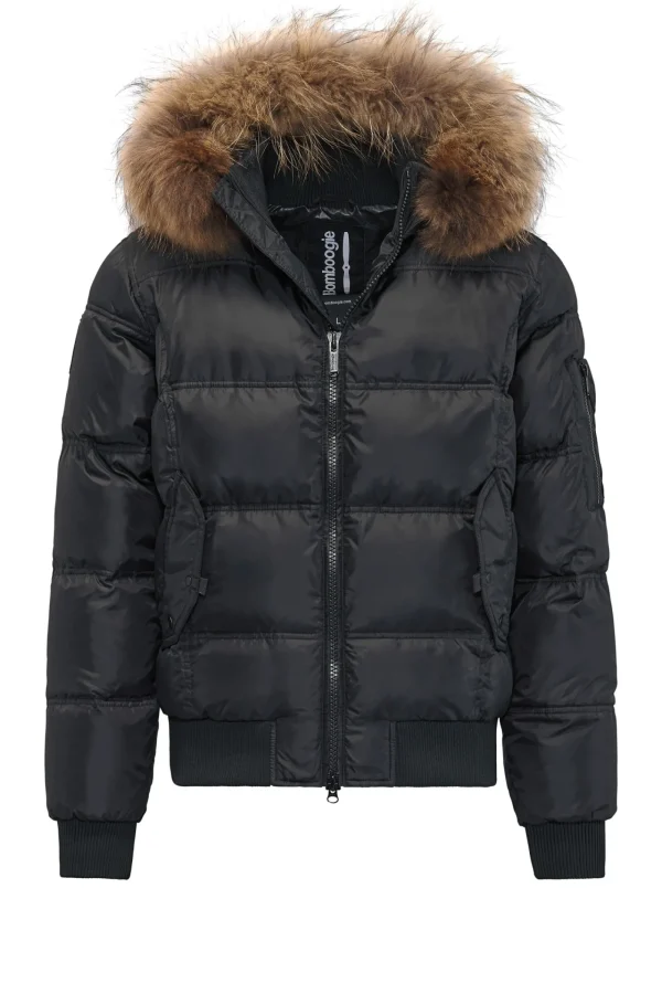 Uomo Bomboogie Bomber>Bomber Imbottito In Piuma Con Bordo In Pelliccia Folta