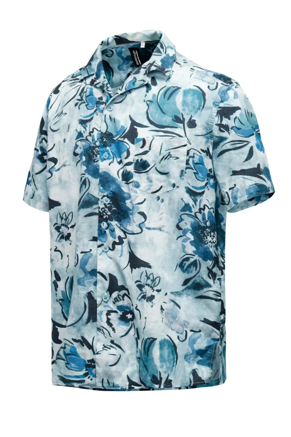 Uomo Bomboogie Camicie>Camicia A Manica Corta Stampata In Lino/Cotone