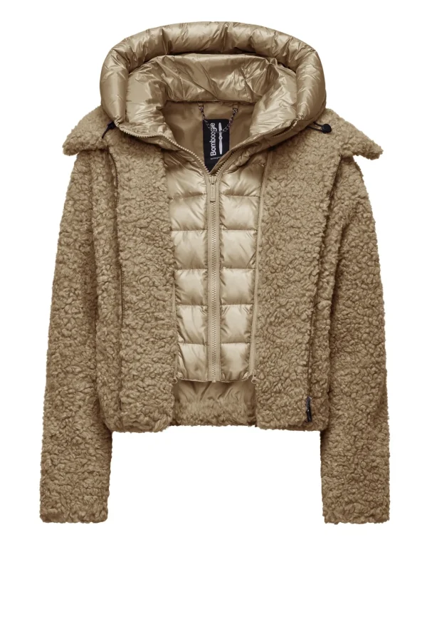 Donna Bomboogie Cappotti>Cappotto Corto In Sherpa Fleece Con Cappuccio