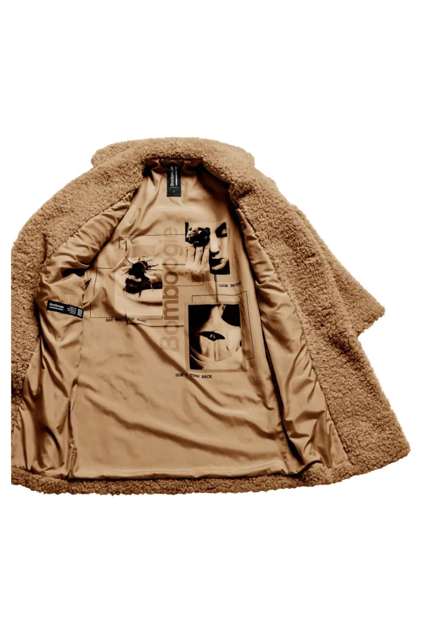 Donna Bomboogie Cappotti>Cappotto In Sherpa Fleece Con Revers