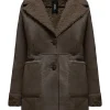 Donna Bomboogie Giacche In Pelle>Cappotto In Vera Pelle Scamosciata Con Ecopelliccia