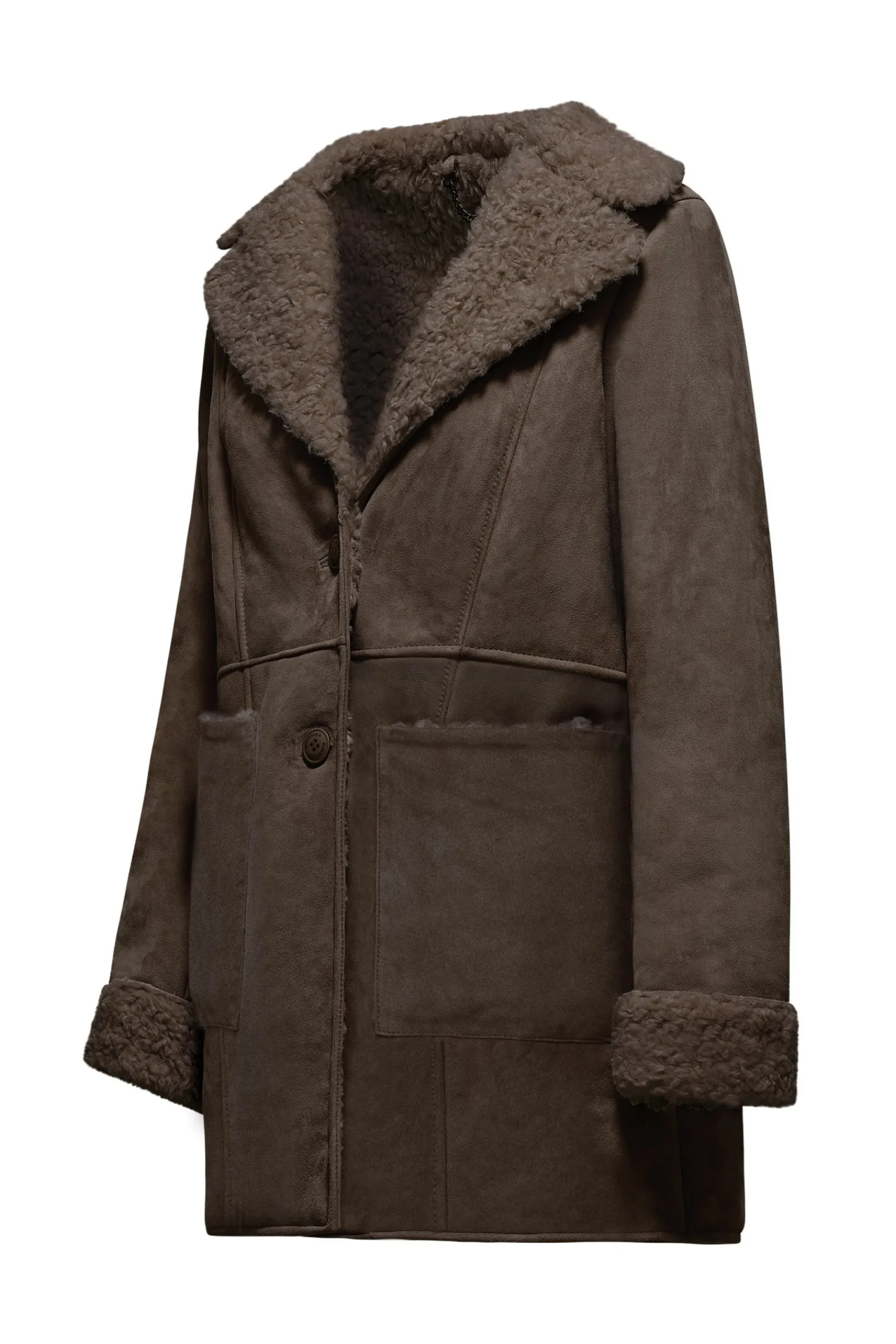 cappotto_in_vera_pelle_scamosciata_con_ecopelliccia_1.webp Donna Bomboogie Giacche In Pelle>Cappotto In Vera Pelle Scamosciata Con Ecopelliccia