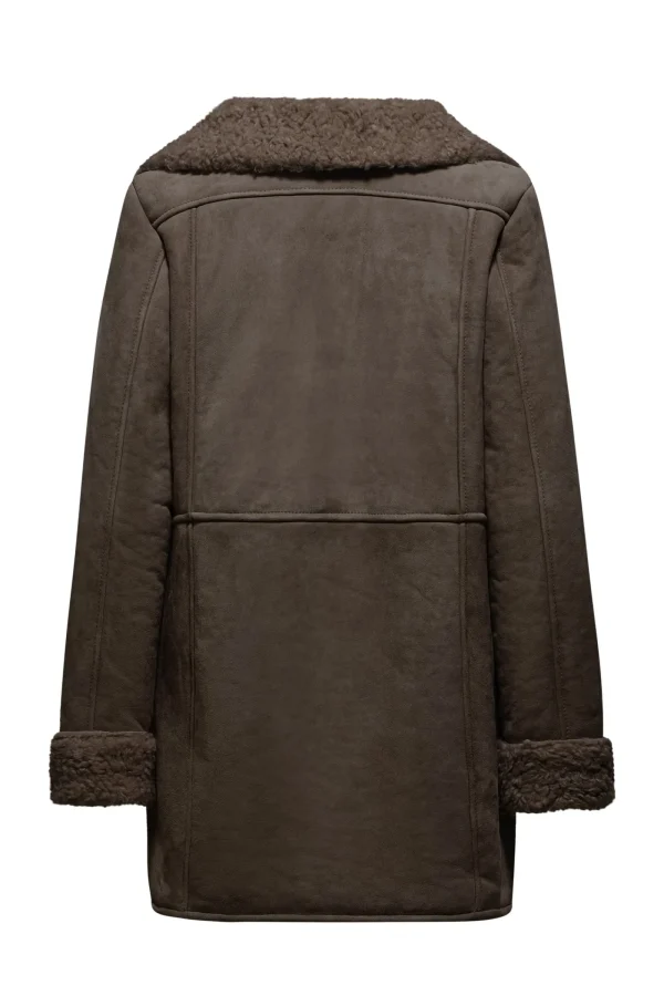 Donna Bomboogie Giacche In Pelle>Cappotto In Vera Pelle Scamosciata Con Ecopelliccia