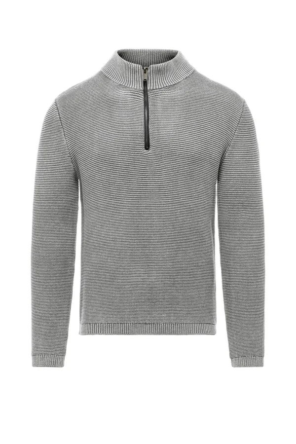 Uomo Bomboogie Maglioni & Pullover>Dolcevita Con Zip In Cotone Tinto A Freddo