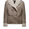 Donna Bomboogie Giacche In Pelle>Giaccone In Ecopelle Scamosciata Con Ecopelliccia
