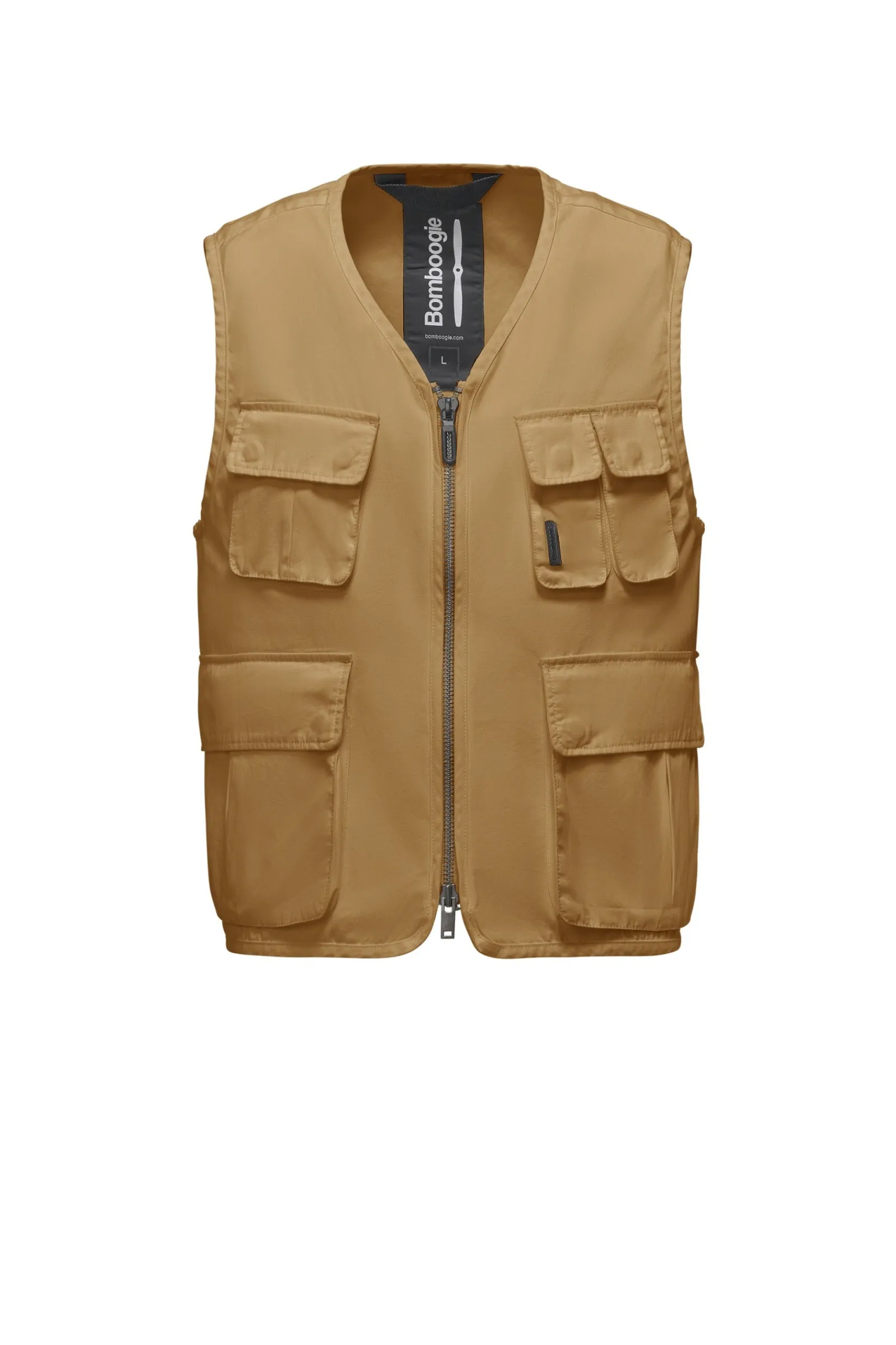 gilet_multitasche_in_popeline_di_cotone_5.webp Uomo Bomboogie Smanicati>Gilet Multitasche In Popeline Di Cotone