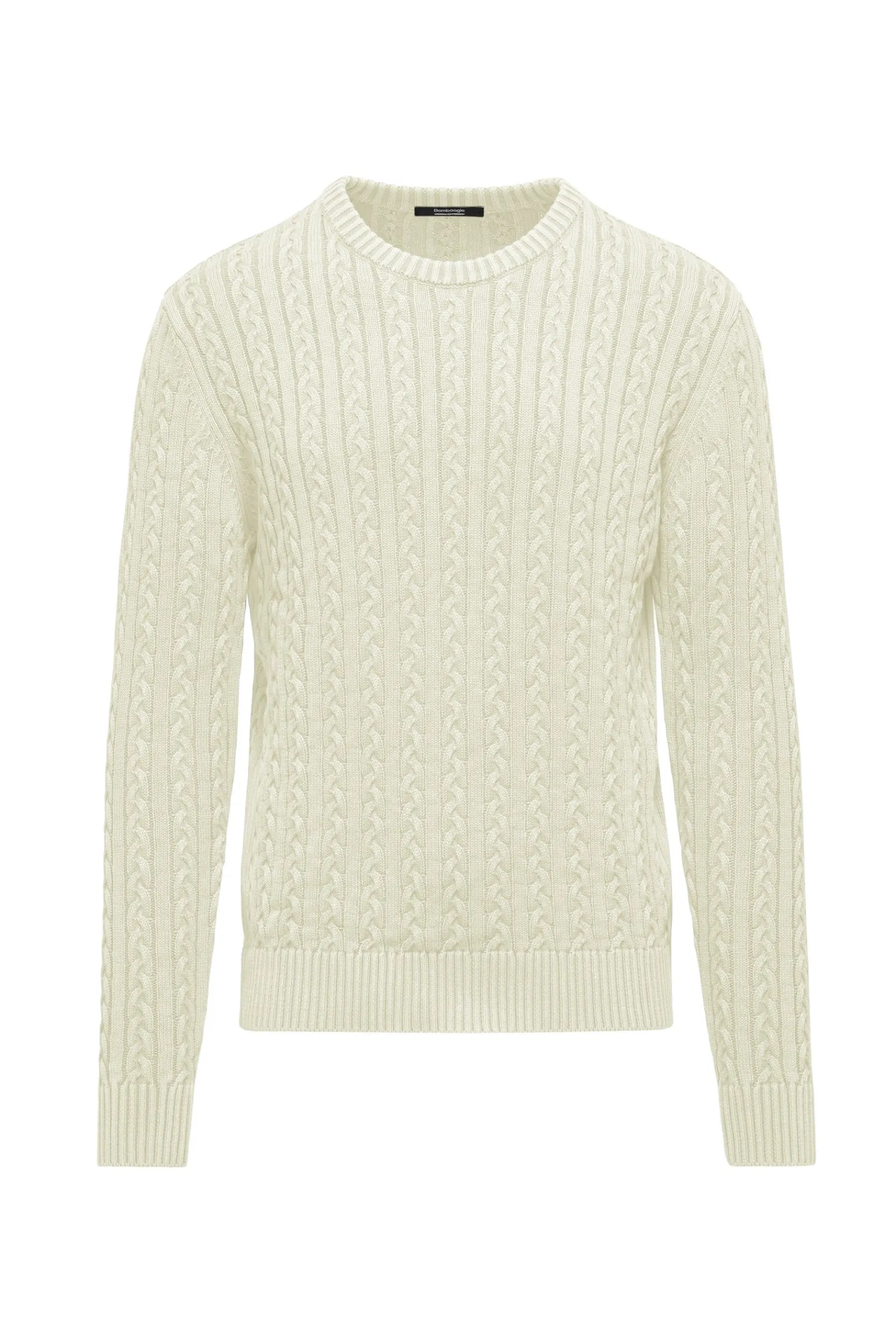 girocollo_a_treccia_in_cotone_2.webp Uomo Bomboogie Maglioni & Pullover>Girocollo A Treccia In Cotone