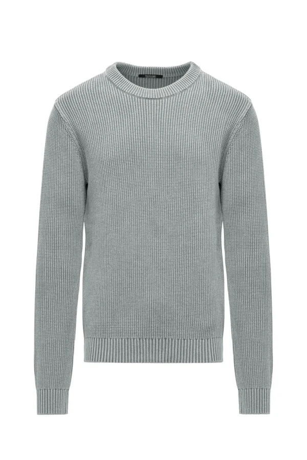 Uomo Bomboogie Maglioni & Pullover>Maglia Girocollo In Cotone Tinto A Freddo