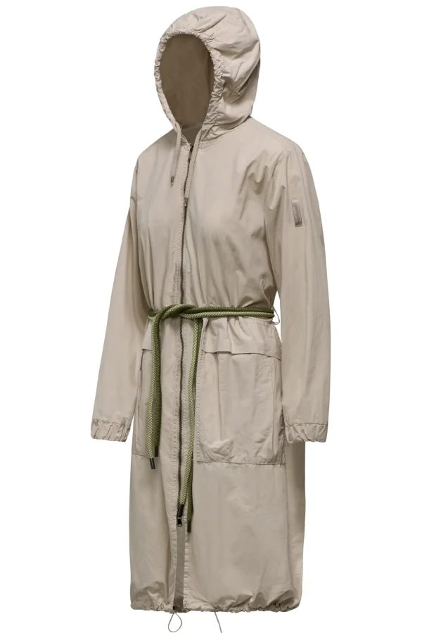 Donna Bomboogie Parka>Parka Lungo Sfoderato Con Cintura Bicolore In Corda