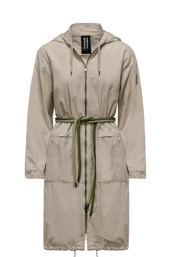 Donna Bomboogie Parka>Parka Lungo Sfoderato Con Cintura Bicolore In Corda