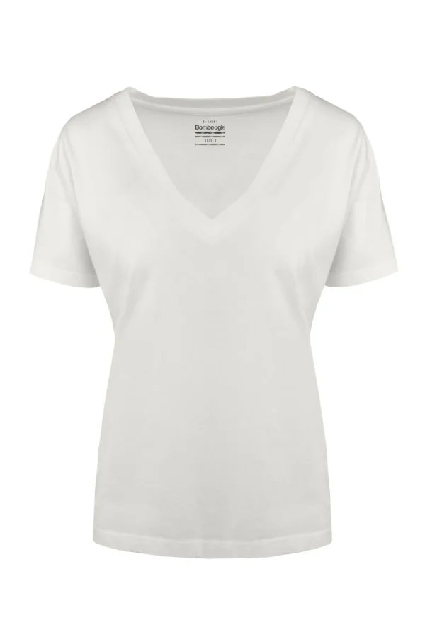 Donna Bomboogie T-Shirts>T-Shirt Con Scollo A V In Cotone Organico