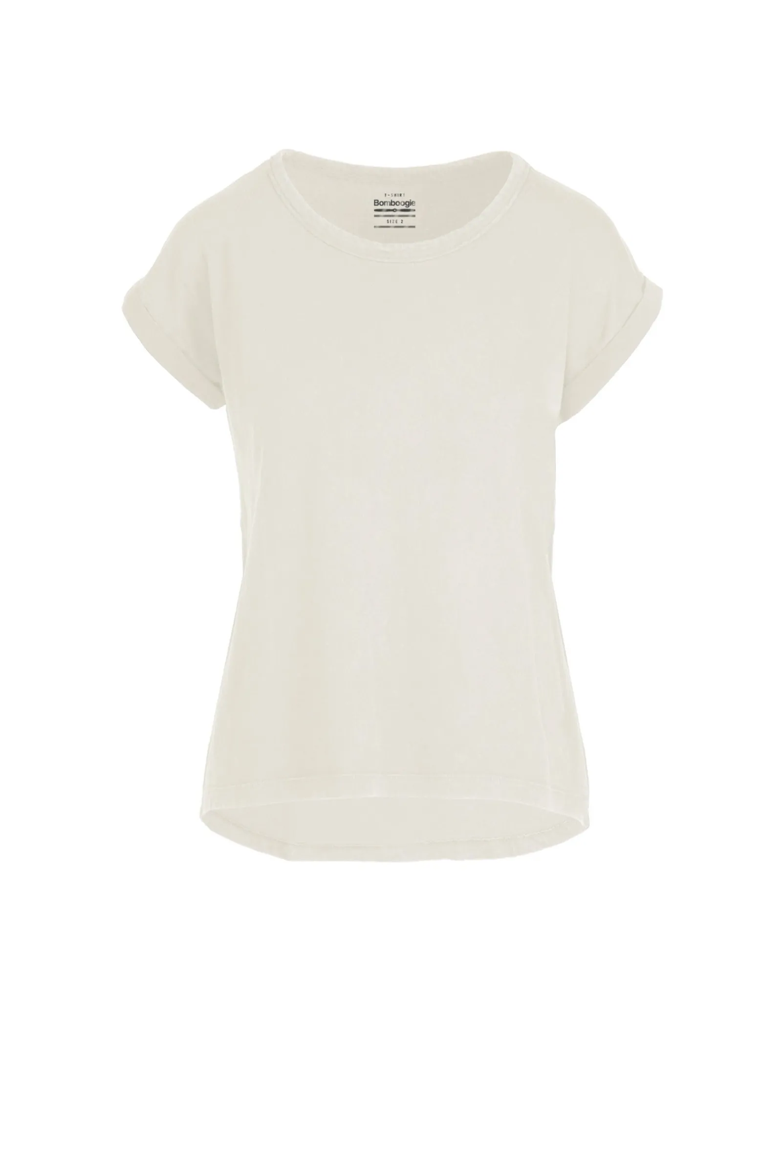 Donna Bomboogie T-Shirts>T-Shirt Girocollo Con Taglio Vivo E Maniche Risvoltate