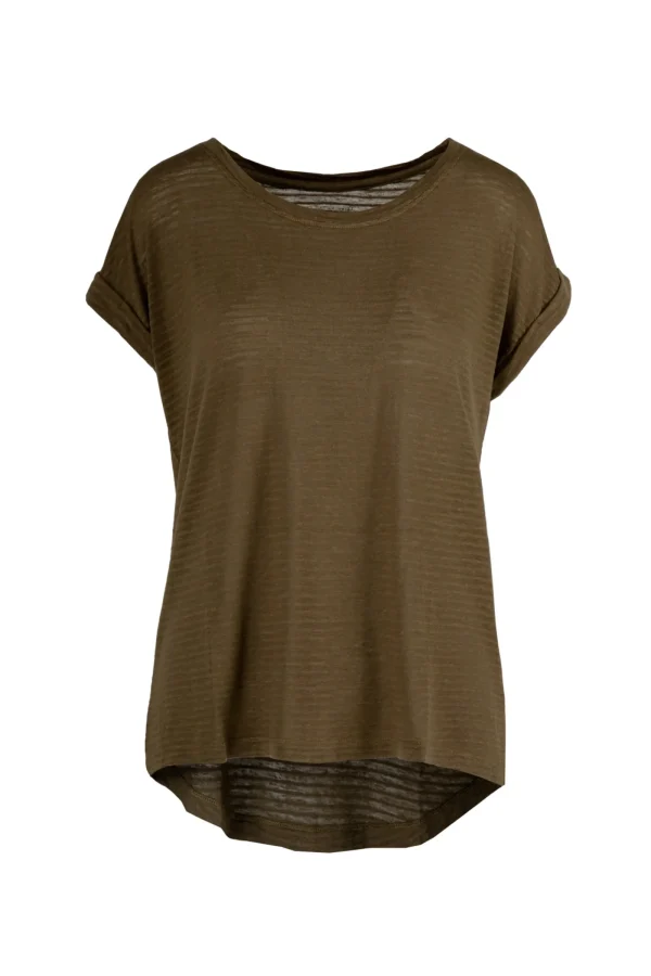 Donna Bomboogie T-Shirts>T-shirt In Cotone Lino Con Maniche Risvoltate
